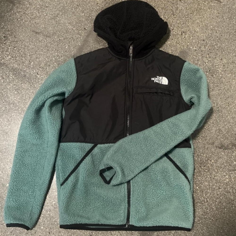 The North Face Black and Green Fleece Jacket